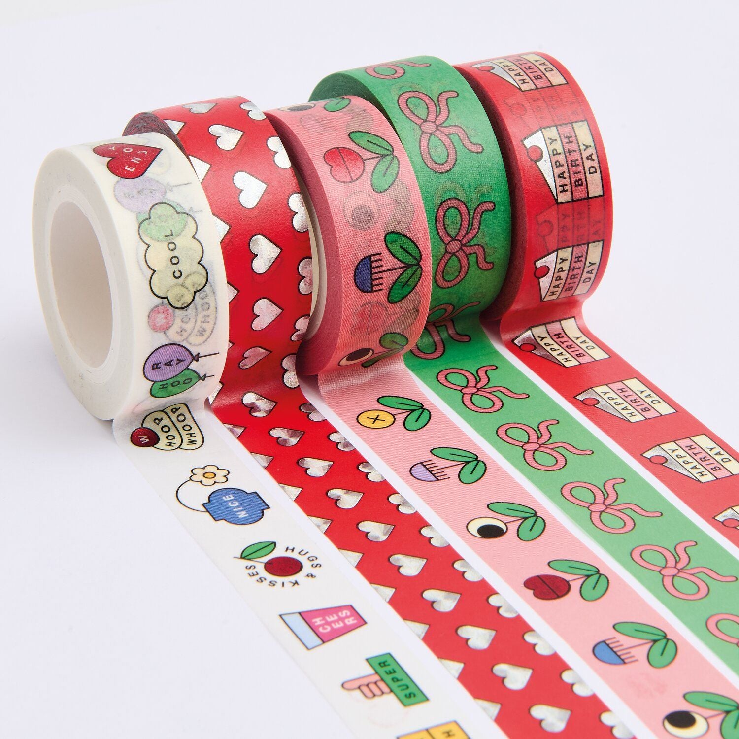 Lot de 5 Masking Tape « Happy Birthday » - Rico Design x Redfries