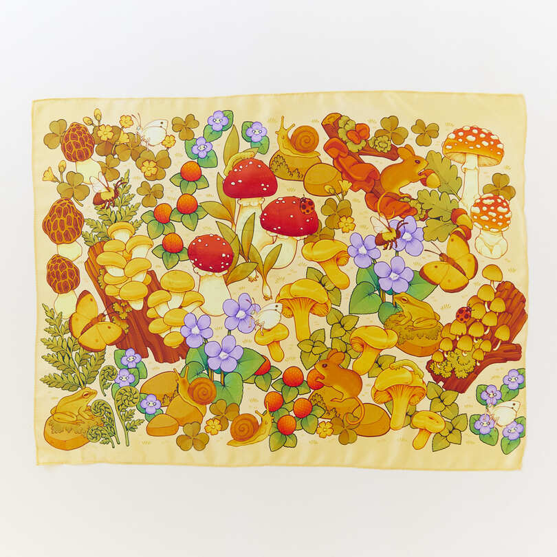 Soie Playsilk Seek & Find Champignons - 56 cm x 74 cm - Sarah&