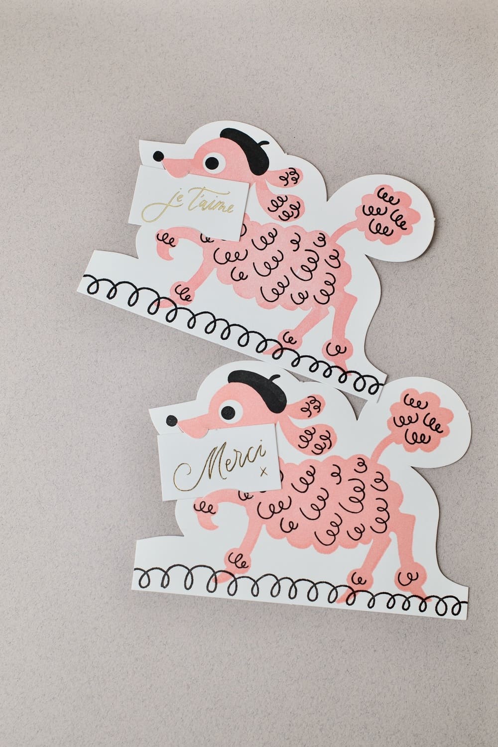 Carte Caniche &quot;MERCI&quot; ou &quot;JE T&