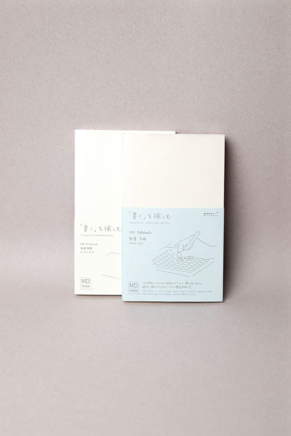 Notebook B6 Slim - Blanc ou Quadrillé - MD Paper