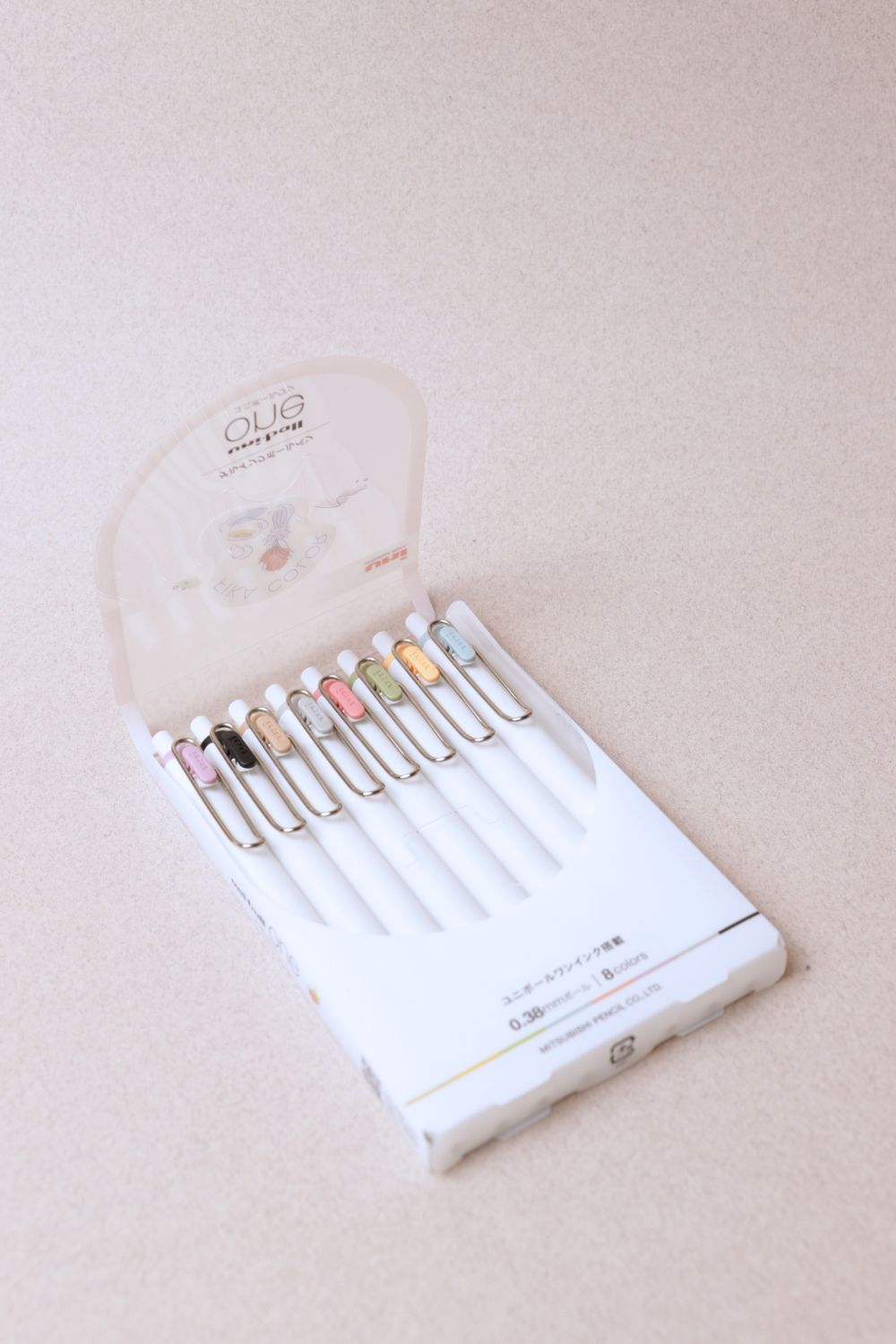 Boîte 8 stylos bille gel Uni-Ball One Fika Color - Mitsubishi