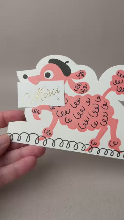 Carte Caniche &quot;MERCI&quot; ou &quot;JE T&